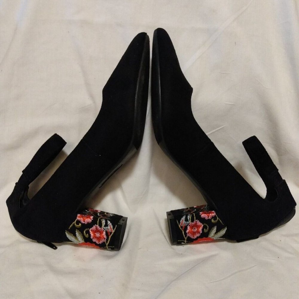 Comfortview Women's Black Floral  Pump  Heeled Shoes New W/O Box